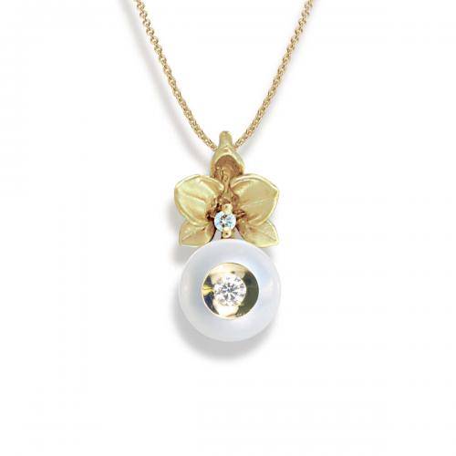 Diamond in a Pearl Pendant